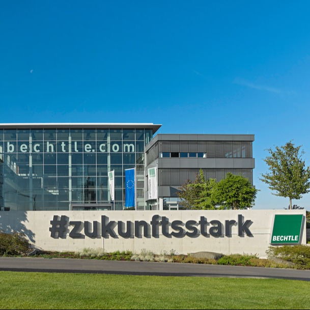 bechtle headquarter in germany with the slogan #zukunftsstark